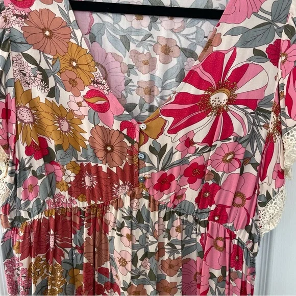 JODIFL Pink and Brown Floral Maxi Dress - Picture 4 of 9